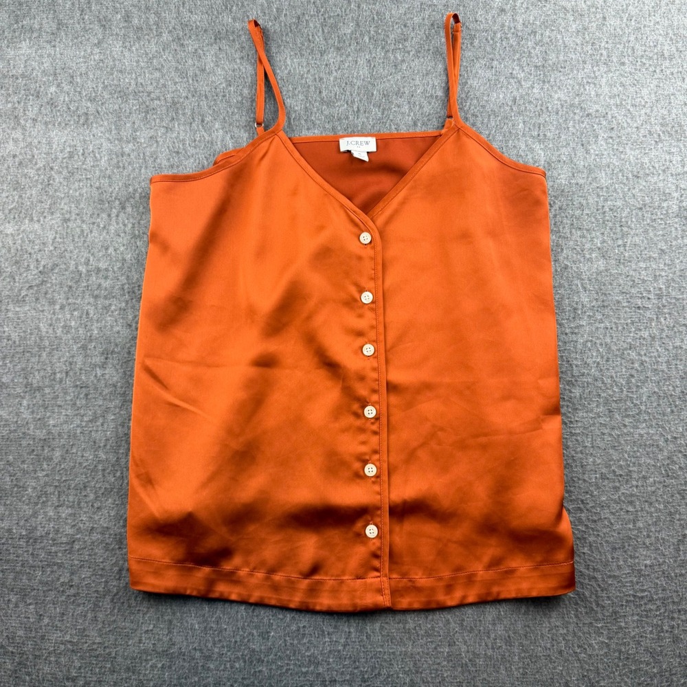 J.Crew Camisole Women S Orange Satin Button Front Adjustable Straps Top
